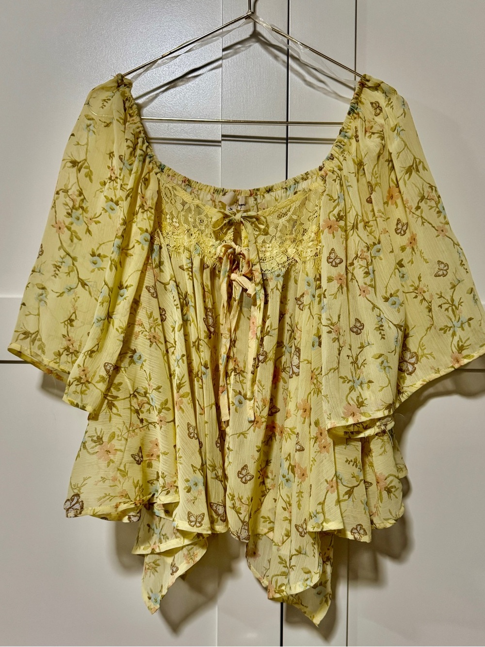 Yellow Floral Peasant Blouse - Picture 3 of 3